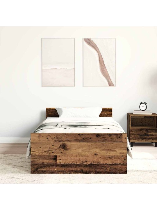 Sängynrunko ilman patjaa vanha puu 75x190 cm tekninen puu