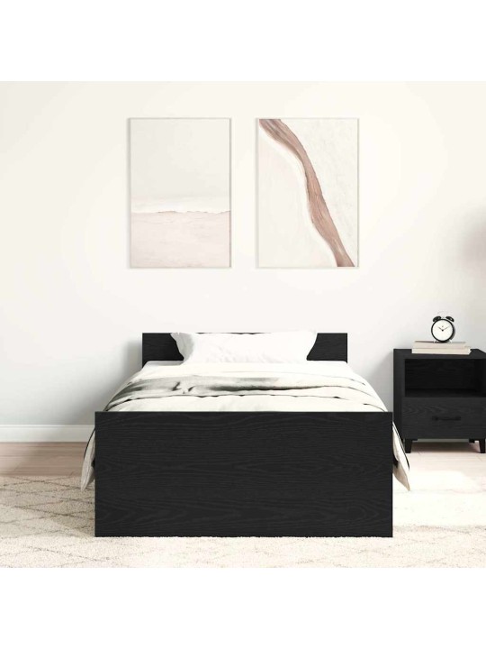 Sängynrunko ilman patjaa musta tammi 75x190 cm tekninen puu