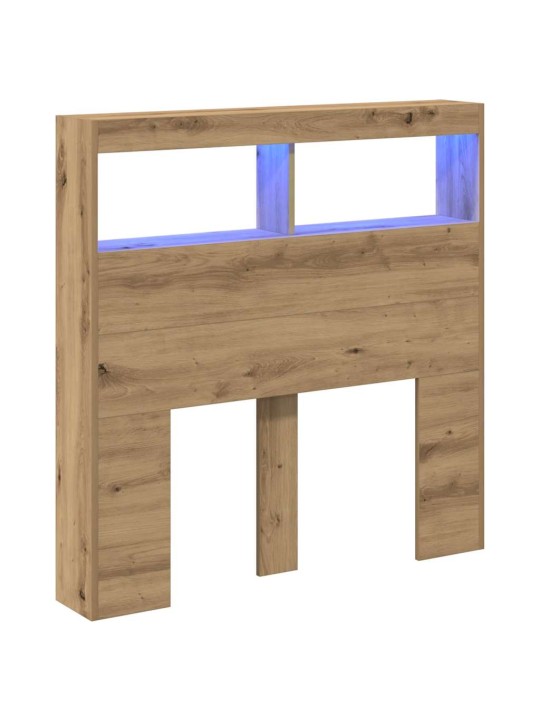 Sängynpäätykaappi led-valoilla artesaani tammi 100x17x102 cm
