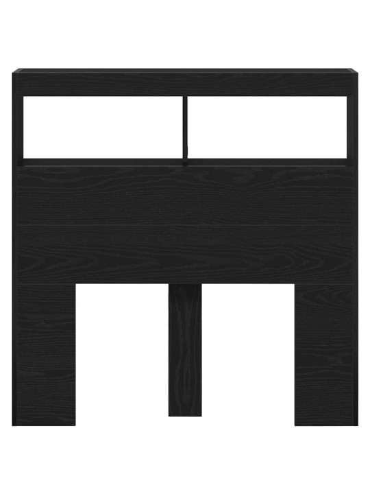 Sängynpäätykaappi led-valoilla musta tammi 100x17x102 cm