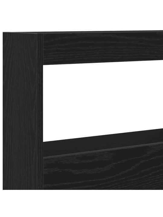 Sängynpäätykaappi led-valoilla musta tammi 100x17x102 cm