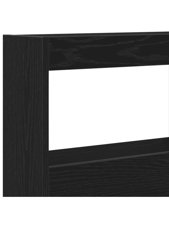 Sängynpäätykaappi led-valoilla musta tammi 140x17x102 cm