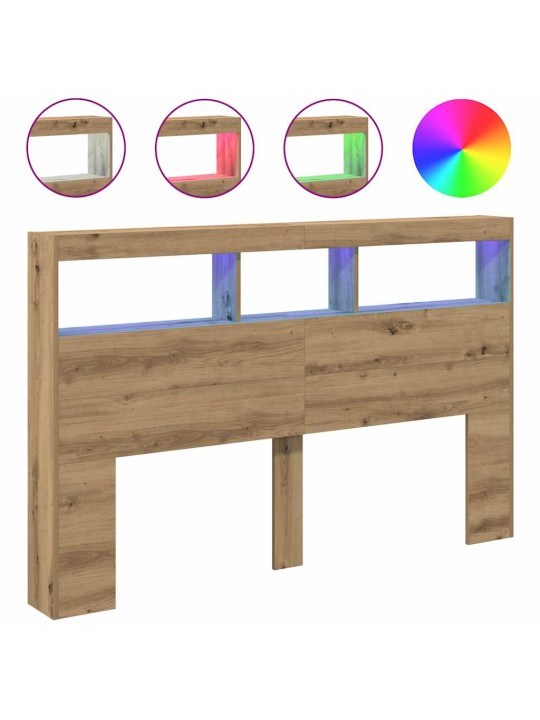 Sängynpäätykaappi led-valoilla artesaani tammi 160x17x102 cm