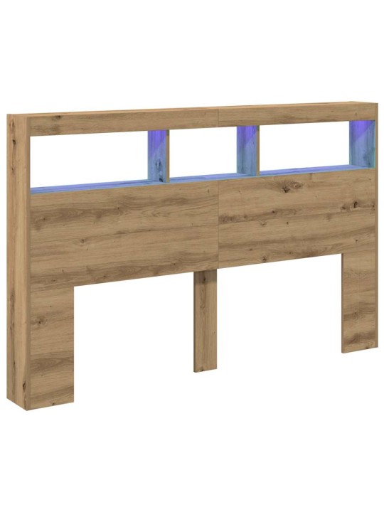 Sängynpäätykaappi led-valoilla artesaani tammi 160x17x102 cm