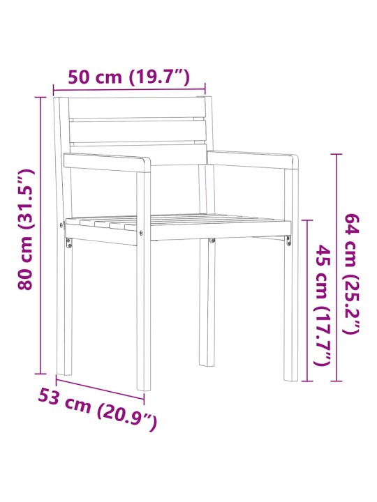 Puutarhatuolit 4 kpl 50x53x80 cm täyspuu akaasia