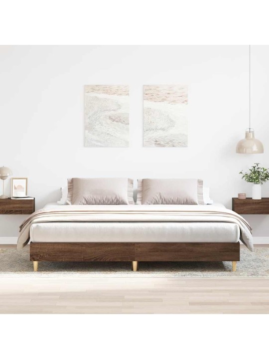 Sängynrunko ilman patjaa ruskea tammi 200x200 cm tekninen puu