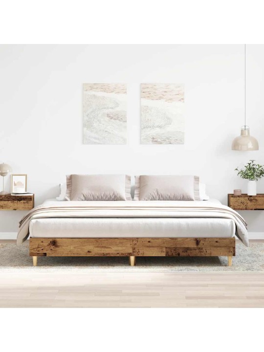 Sängynrunko ilman patjaa vanha puu 200x200 cm tekninen puu