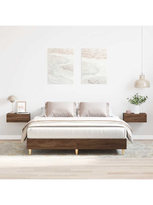 Sängynrunko ilman patjaa ruskea tammi 150x200 cm tekninen puu