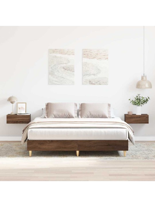 Sängynrunko ilman patjaa ruskea tammi 140x200 cm tekninen puu