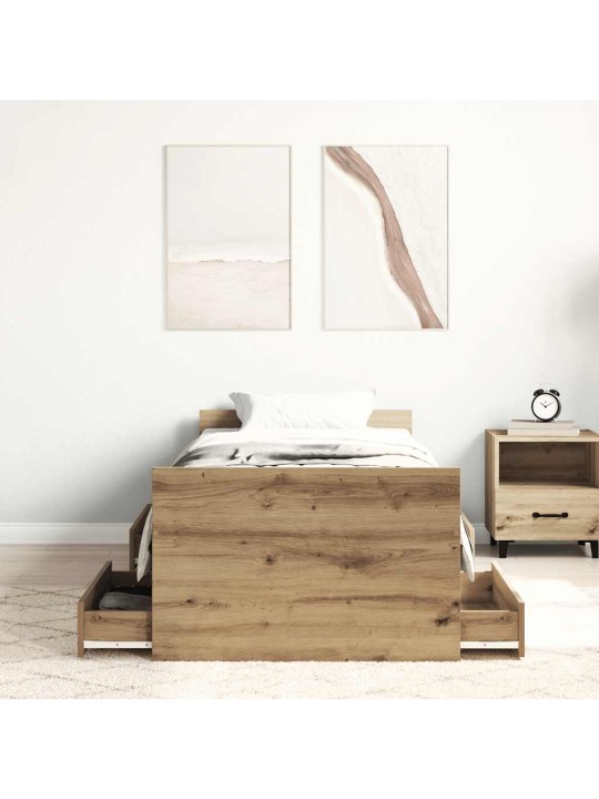 Sängynrunko ilman patjaa artisaanitammi 100x200 cm tekninen puu
