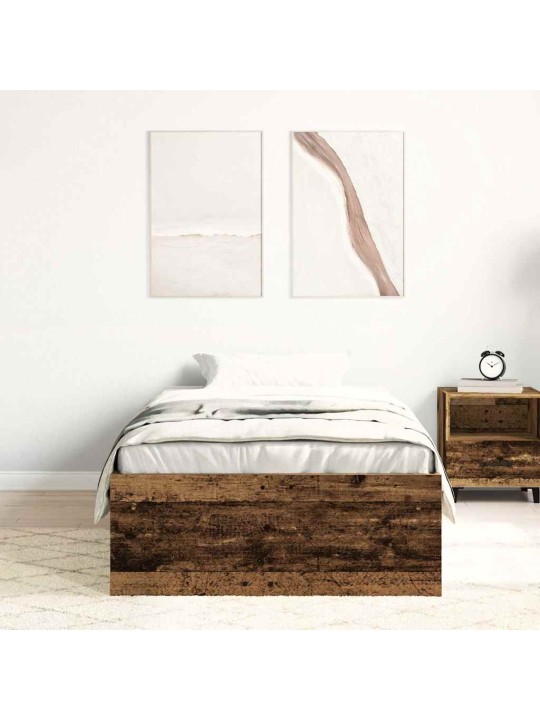 Sängynrunko ilman patjaa vanha puu 90x190 cm tekninen puu