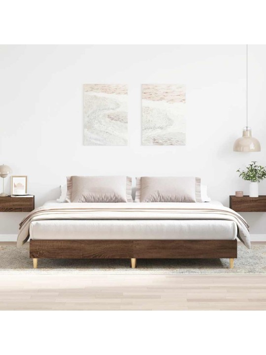 Sängynrunko ilman patjaa ruskea tammi 160x200 cm tekninen puu