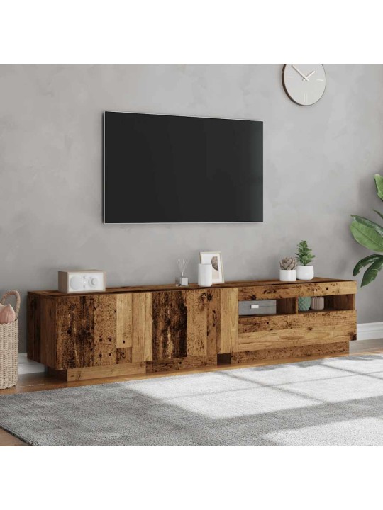 TV-kaappi LED-valoilla vanha puu 180x35x40 cm teknillinen puu