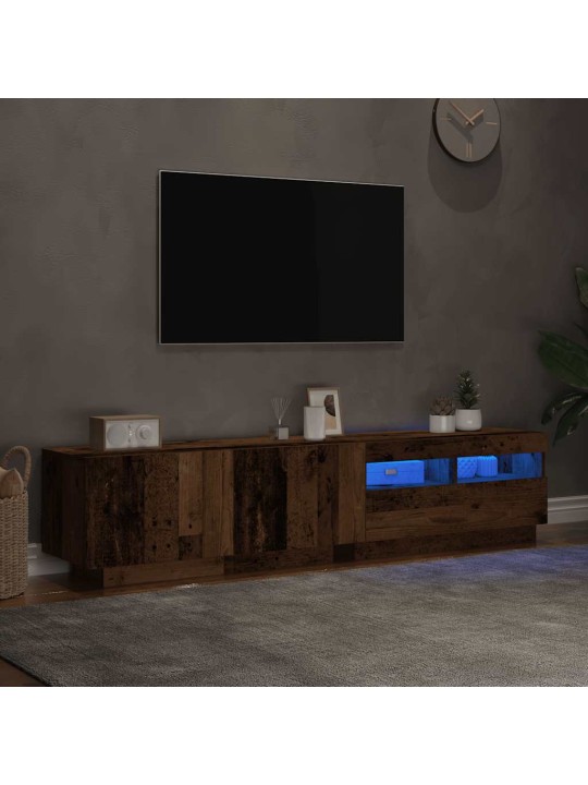 TV-kaappi LED-valoilla vanha puu 180x35x40 cm teknillinen puu