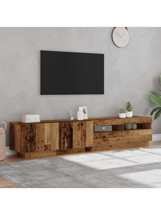 TV-kaappi LED-valoilla vanha puu 200x35x40 cm teknillinen puu