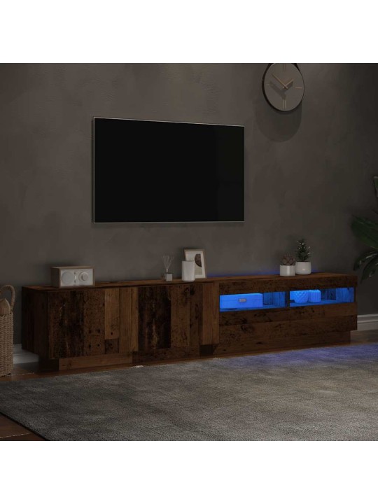 TV-kaappi LED-valoilla vanha puu 200x35x40 cm teknillinen puu