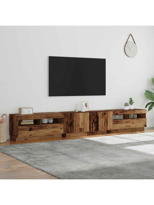 TV-kaappi LED-valoilla vanha puu 260x35x40 cm teknillinen puu