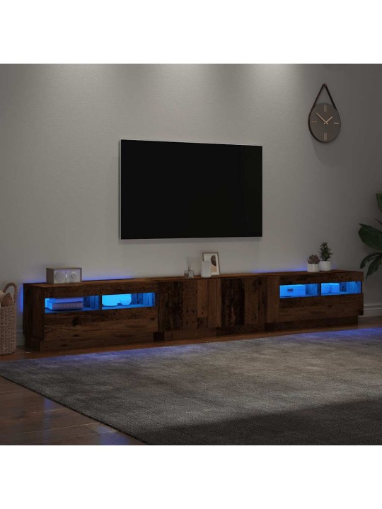 TV-kaappi LED-valoilla vanha puu 260x35x40 cm teknillinen puu