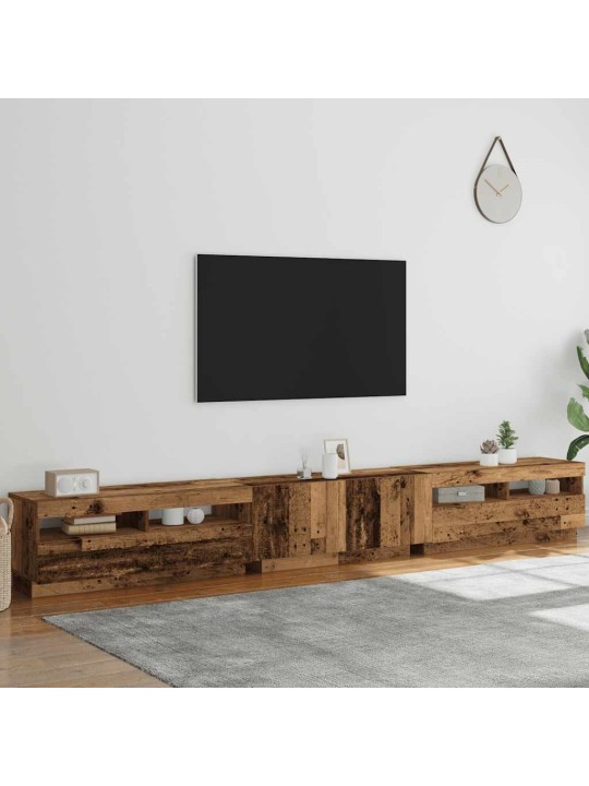 TV-kaappi LED-valoilla vanha puu 300x35x40 cm teknillinen puu