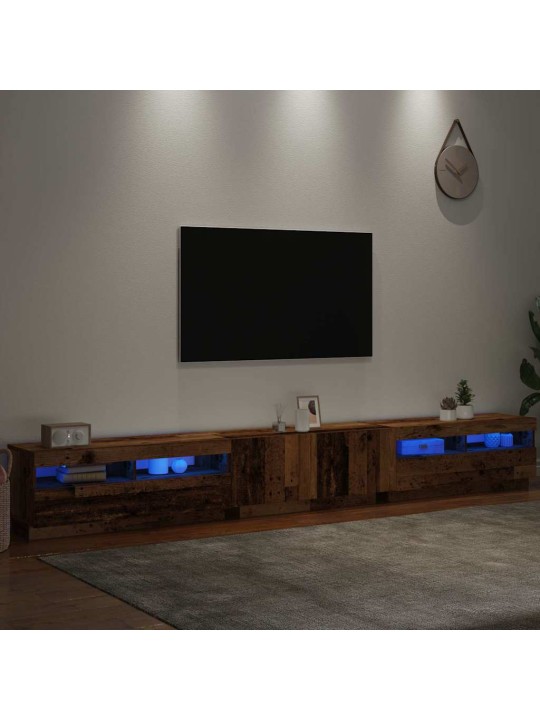 TV-kaappi LED-valoilla vanha puu 300x35x40 cm teknillinen puu