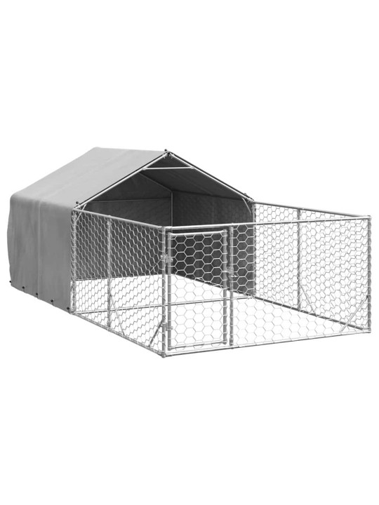 Ulkokoirakennel juoksun kanssa 2x1x1 m galvanoitu teräs