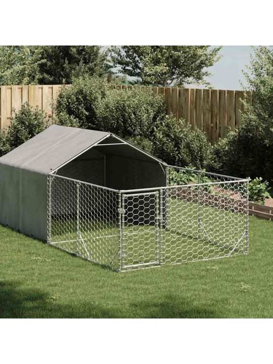 Ulkokoirakennel juoksun kanssa 2x1x1 m galvanoitu teräs