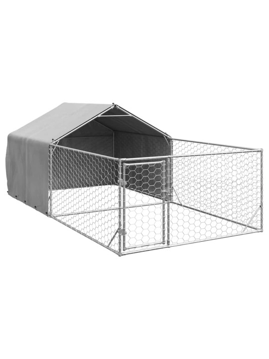 Ulkokoirakennel juoksun kanssa 5x2x1,5 m galvanoitu teräs