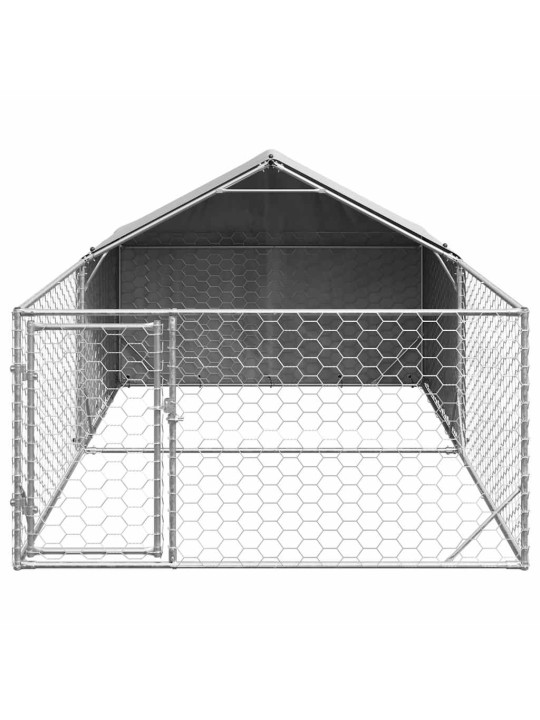 Ulkokoirakennel juoksun kanssa 5x2x1,5 m galvanoitu teräs