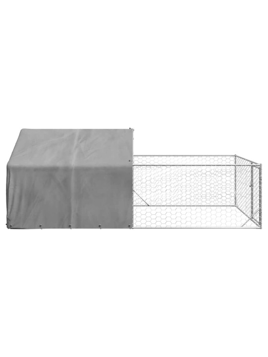 Ulkokoirakennel juoksun kanssa 5x2x1,5 m galvanoitu teräs