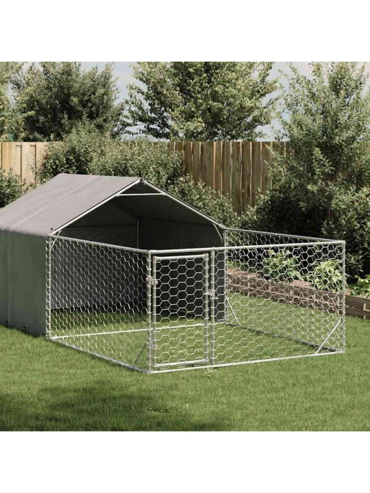 Ulkokoirakennel juoksun kanssa 5x2x1,5 m galvanoitu teräs