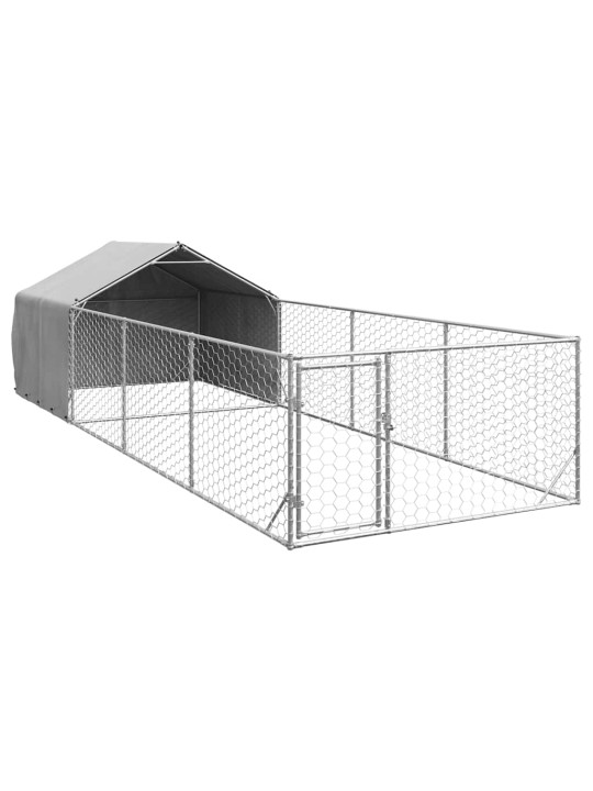 Ulkokoirakennel juoksun kanssa 7x2x1,5 m galvanoitu teräs