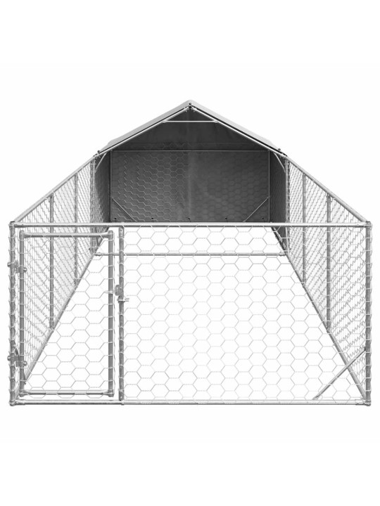 Ulkokoirakennel juoksun kanssa 7x2x1,5 m galvanoitu teräs