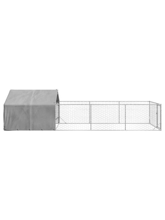Ulkokoirakennel juoksun kanssa 7x2x1,5 m galvanoitu teräs