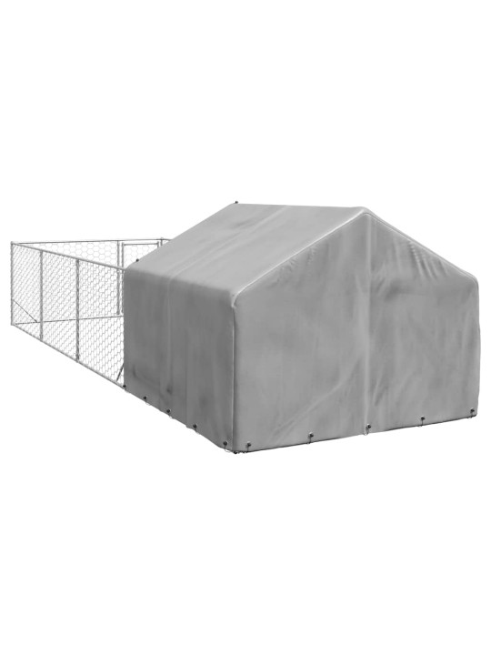 Ulkokoirakennel juoksun kanssa 7x2x1,5 m galvanoitu teräs