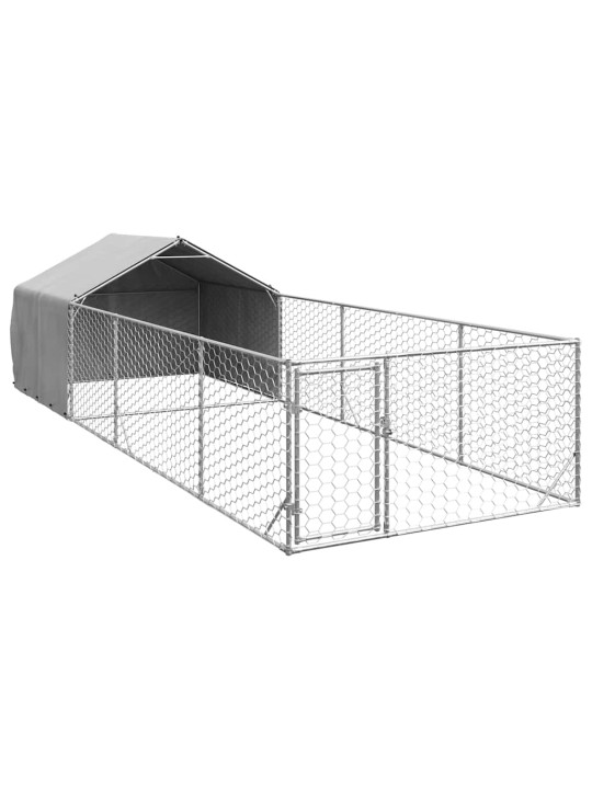 Ulkokoirakennel juoksun kanssa 6x2x1,5 m galvanoitu teräs