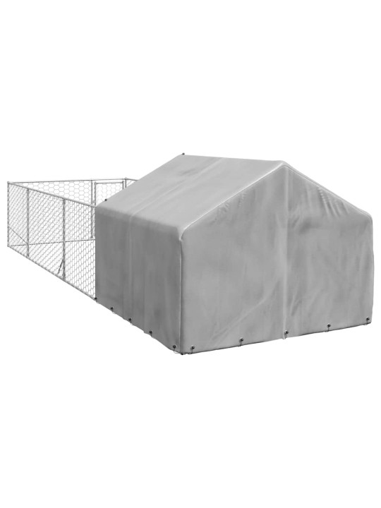 Ulkokoirakennel juoksun kanssa 6x2x1,5 m galvanoitu teräs