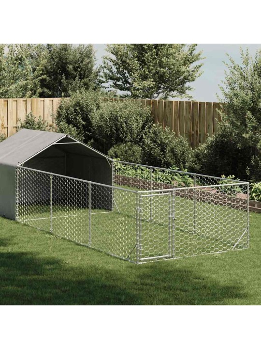 Ulkokoirakennel juoksun kanssa 6x2x1,5 m galvanoitu teräs