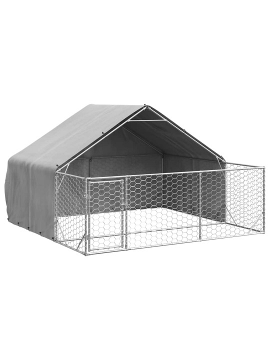 Ulkokoirakennel juoksun kanssa 3x3x1,9 m galvanoitu teräs