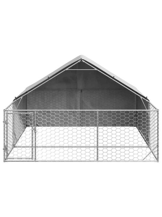Ulkokoirakennel juoksun kanssa 3x3x1,9 m galvanoitu teräs