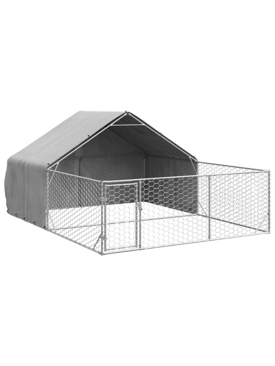 Ulkokoirakennel juoksun kanssa 4x3x1,9 m galvanoitu teräs