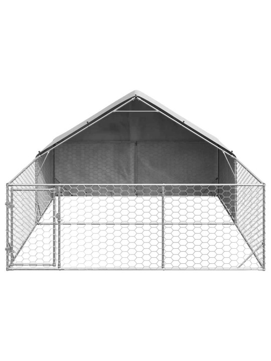 Ulkokoirakennel juoksun kanssa 4x3x1,9 m galvanoitu teräs