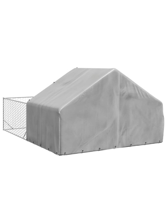 Ulkokoirakennel juoksun kanssa 4x3x1,9 m galvanoitu teräs
