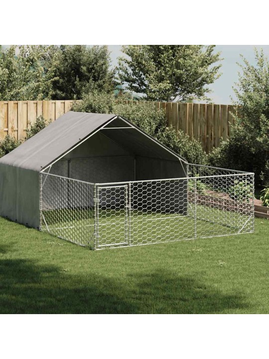 Ulkokoirakennel juoksun kanssa 4x3x1,9 m galvanoitu teräs