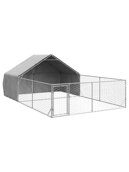 Ulkokoirakennel juoksun kanssa 6x3x1,9 m galvanoitu teräs
