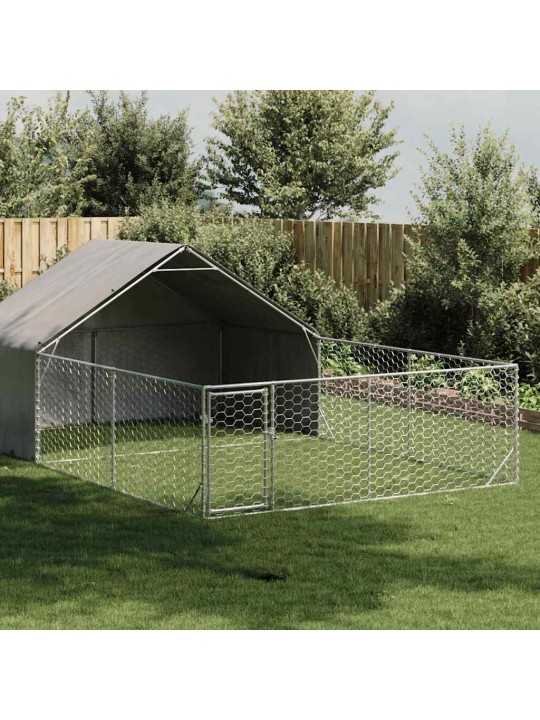 Ulkokoirakennel juoksun kanssa 6x3x1,9 m galvanoitu teräs