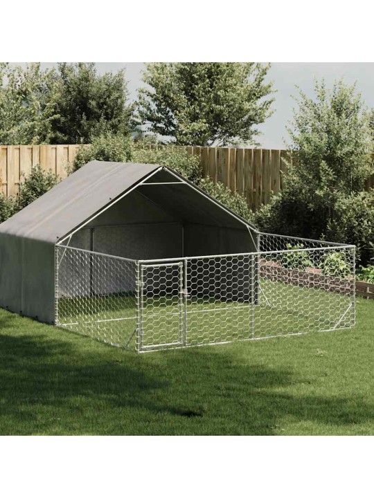 Ulkokoirakennel juoksun kanssa 5x3x1,9 m galvanoitu teräs