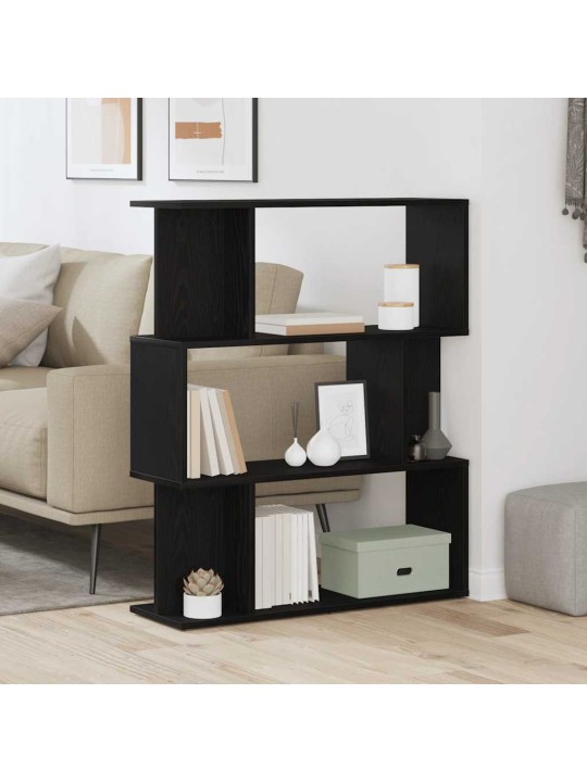 Kirjahylly musta tammi 80x24x96 cm engineered wood