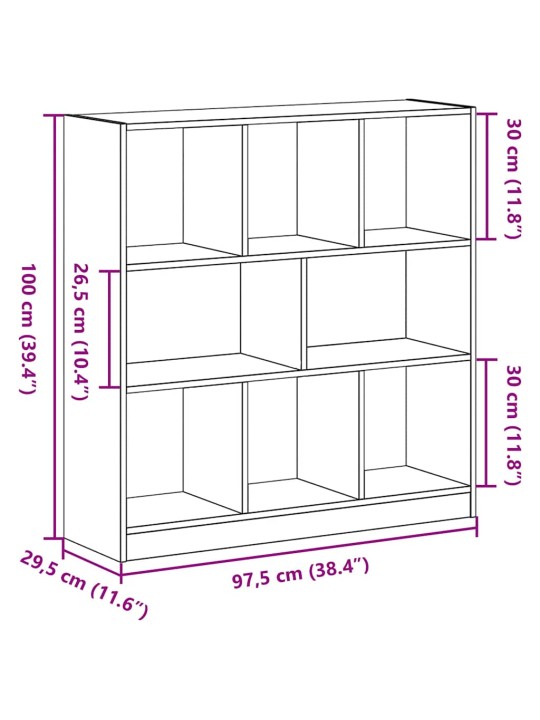 Kirjakaappi musta tammi 97,5x29,5x100 cm tekninen puu