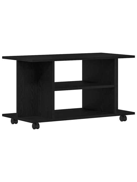 Tv-kaappi pyörillä musta tammi 80x40x45 cm tekninen puu