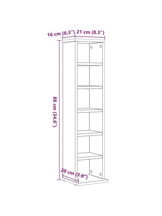 Cd-kaappi musta tammi 21x20x88 cm engineered wood